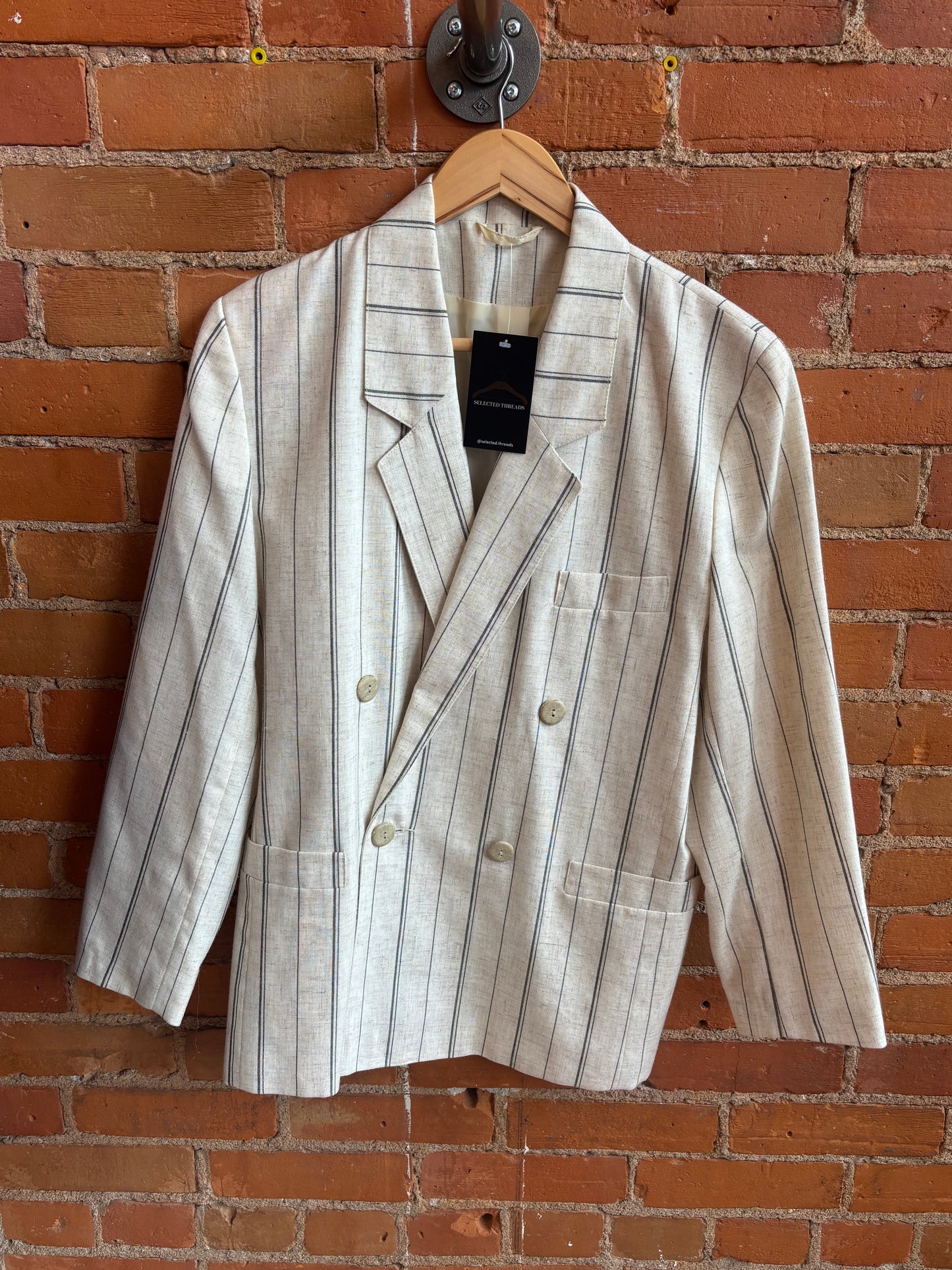 Vintage Linen Blend Pinstripe Blazer Your Sixth Sense