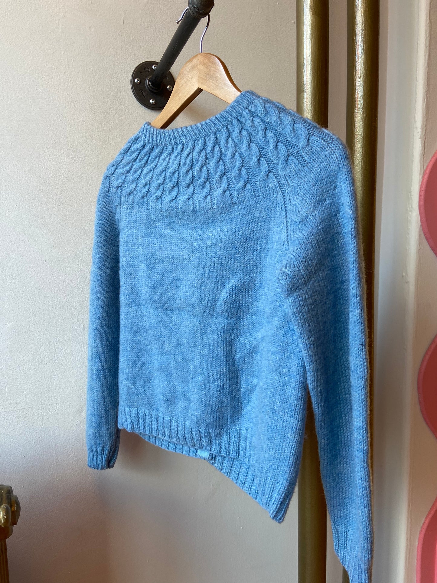 Blue Wool Knit Cardigan