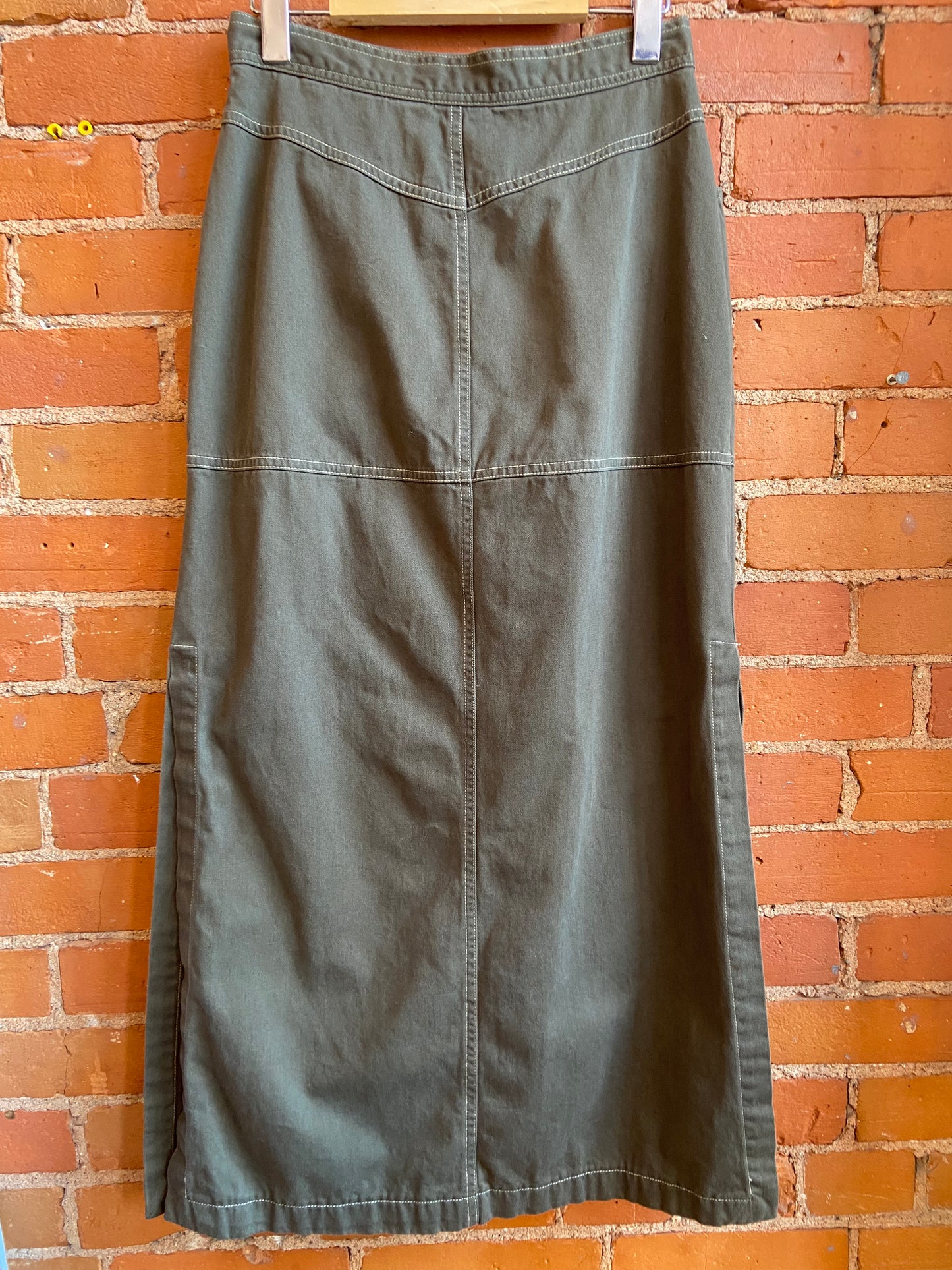 Olive Green Cotton Maxi Skirt