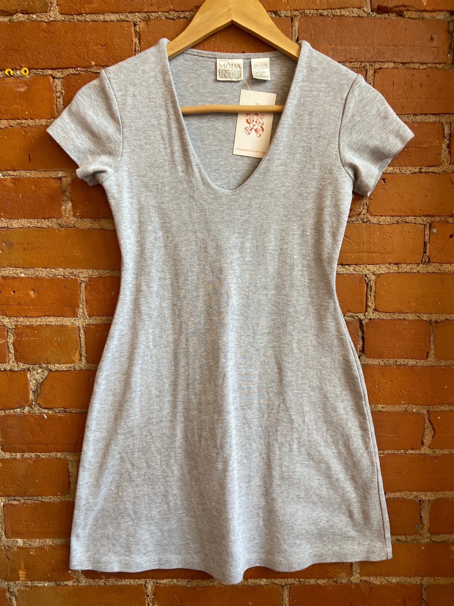 90's Light Grey Cotton Bodycon Dress