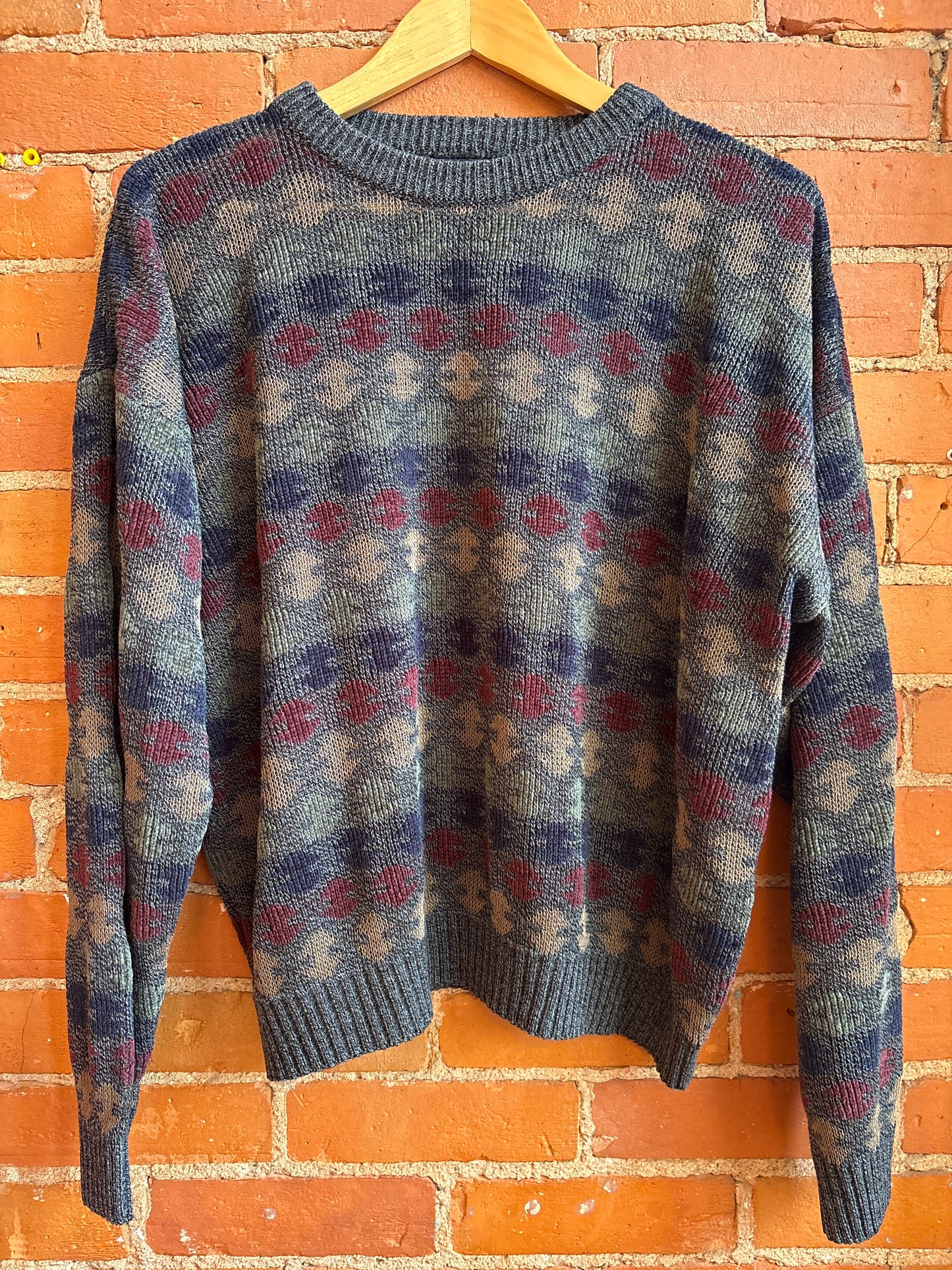 Dark Earthtone Patterned Dad Sweater