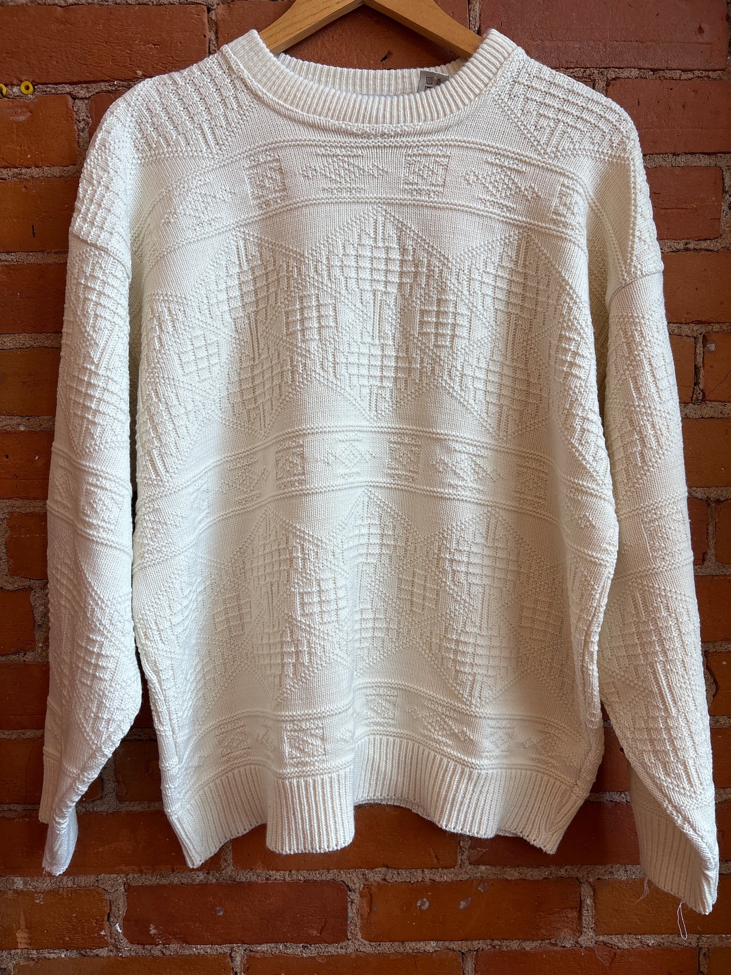 Cream Acrylic Knit Dad Sweater