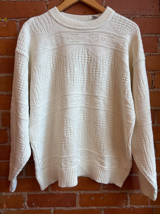 Cream Acrylic Knit Dad Sweater