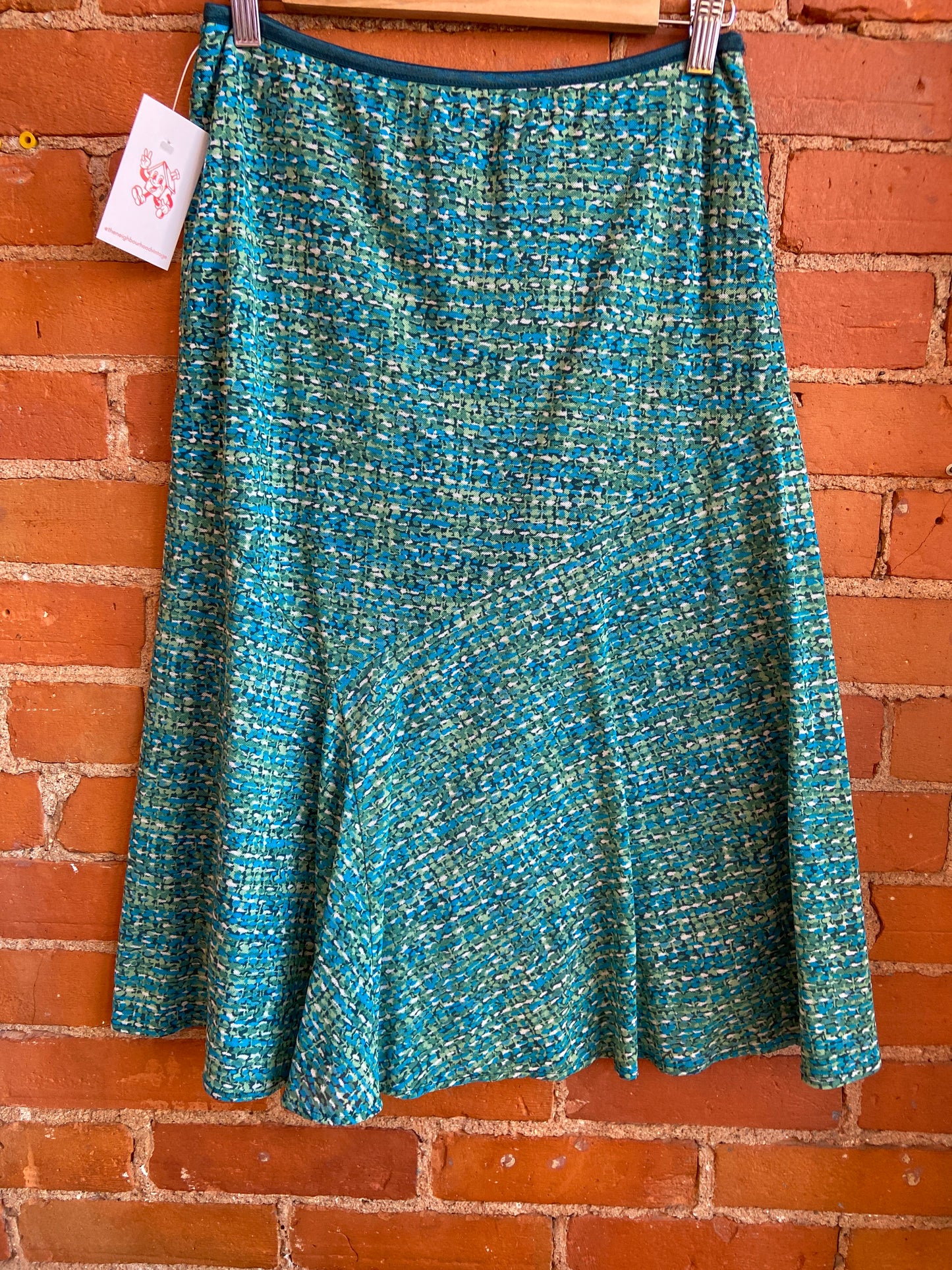 Y2K Blue & Green Abstract Midi Skirt