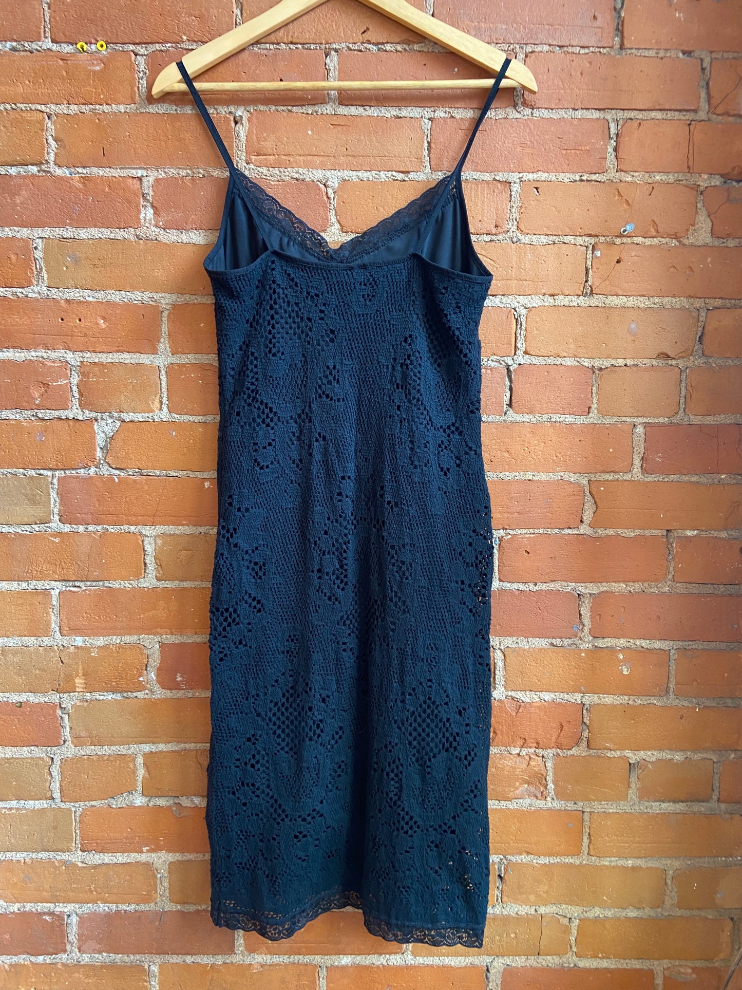 1990s Pelican Cove Black Crochet Dress