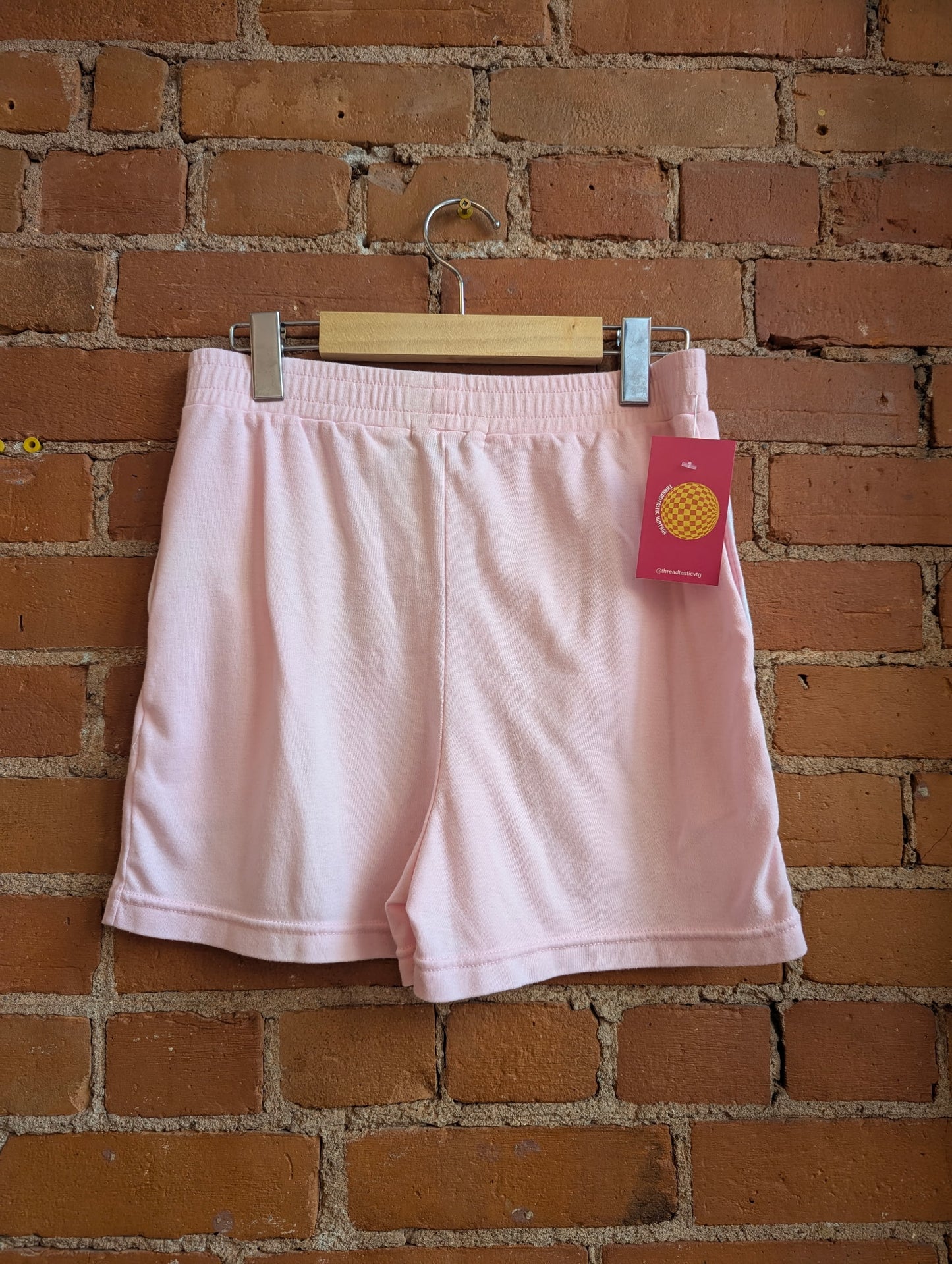 1980s Sentiments High Rise Baby Pink Elastic Waist Shorts