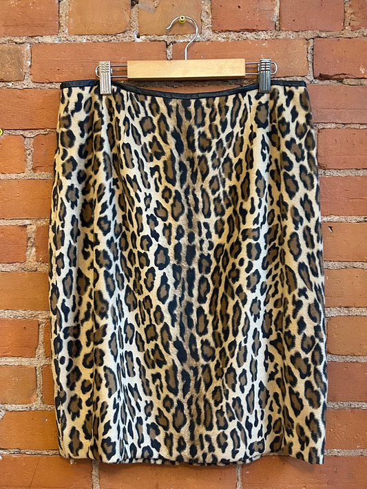 Fuzzy Leopard Print Skirt