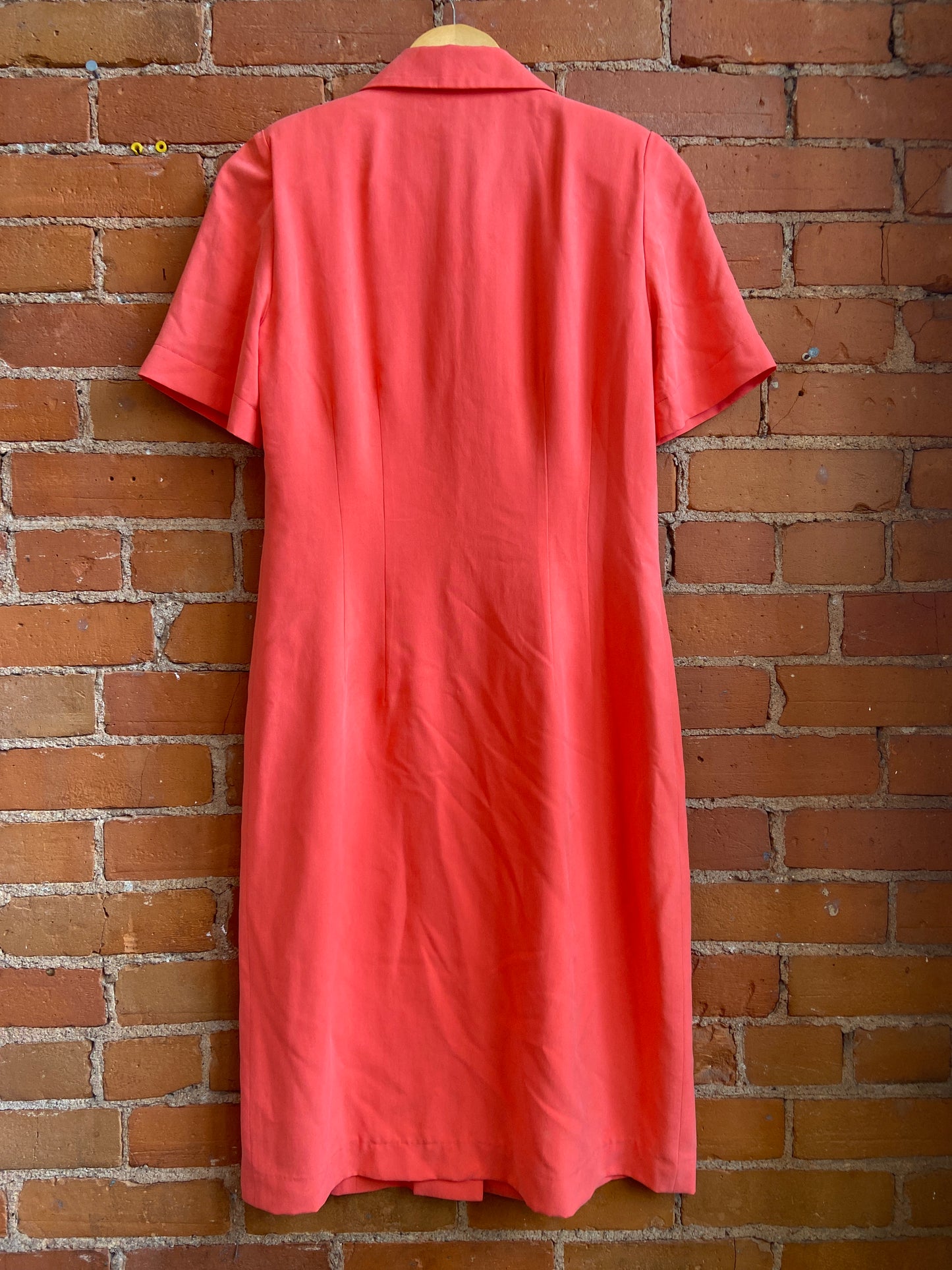 1990s Cynthia Howie Peach Button Front Shirtdress