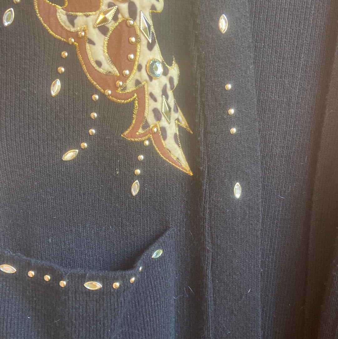 80’s Leopard Print & Gem Sweater