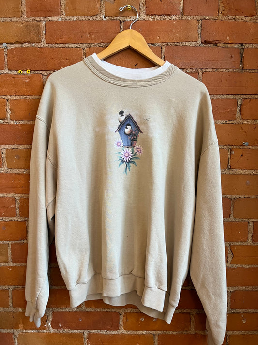 Painted Birdhouse Crewneck Sweater