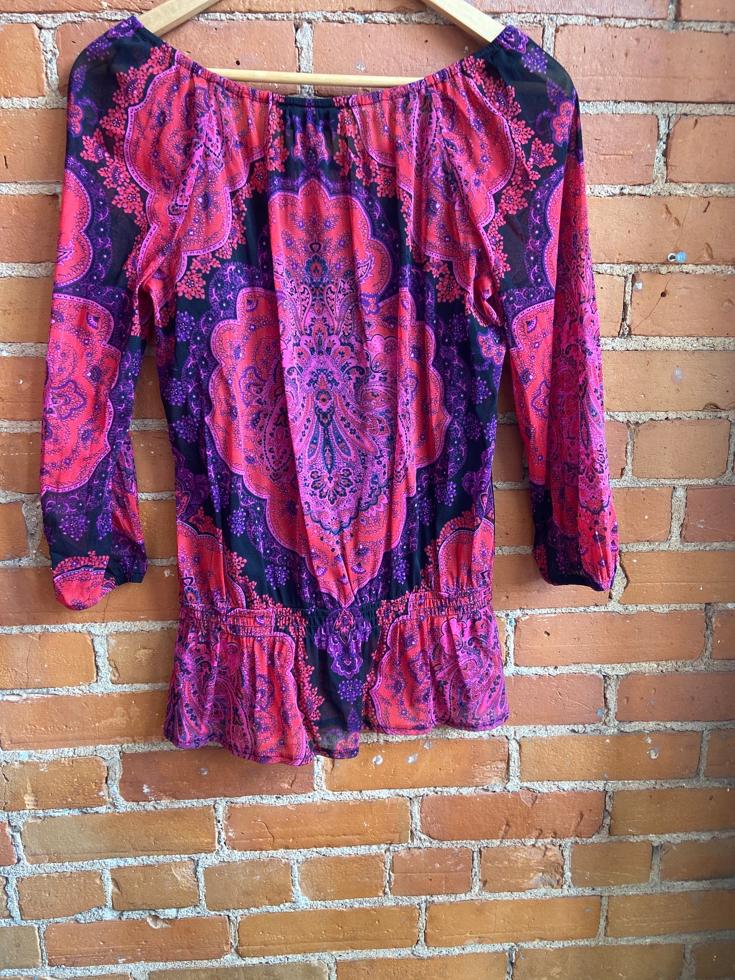 Y2K International Concepts Embellished Paisley Print Blouse
