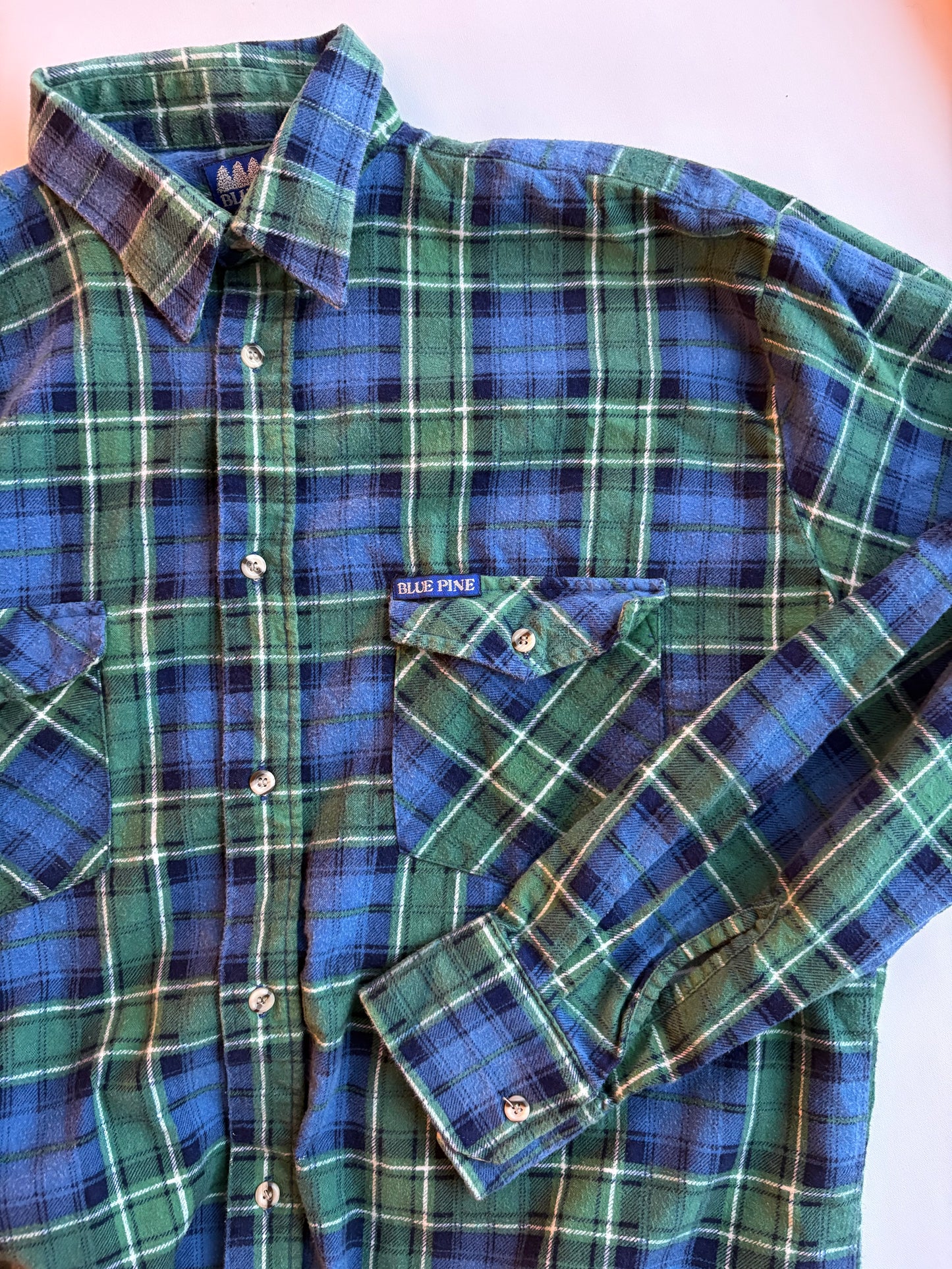 Blue & Green Plaid Flannel Button-Up