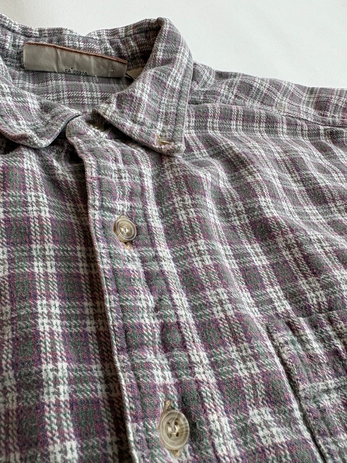 Pink Green & Grey Plaid Cotton Button-Down