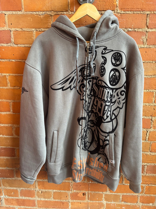 Johnny Blaze Grey Hoodie Velvet Detail