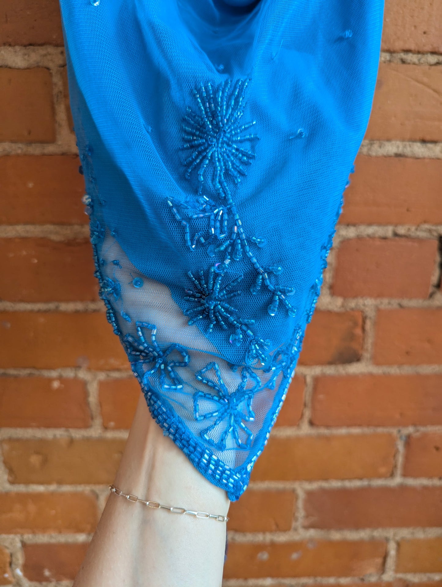 Y2K Seduction Blue Beaded Halter Top