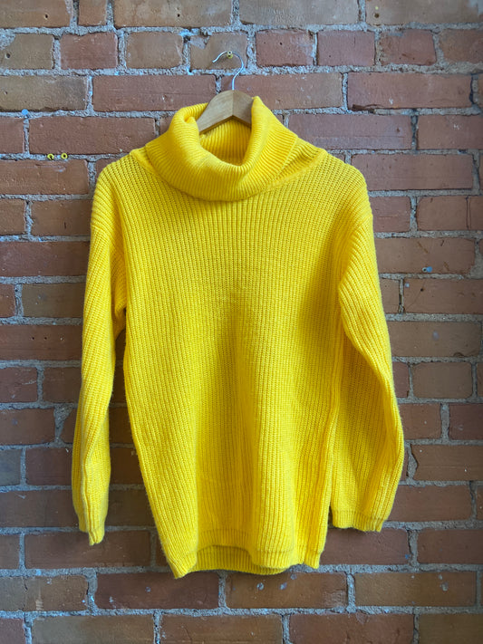 1980s Impromptu Bright Yellow Turtleneck Sweater