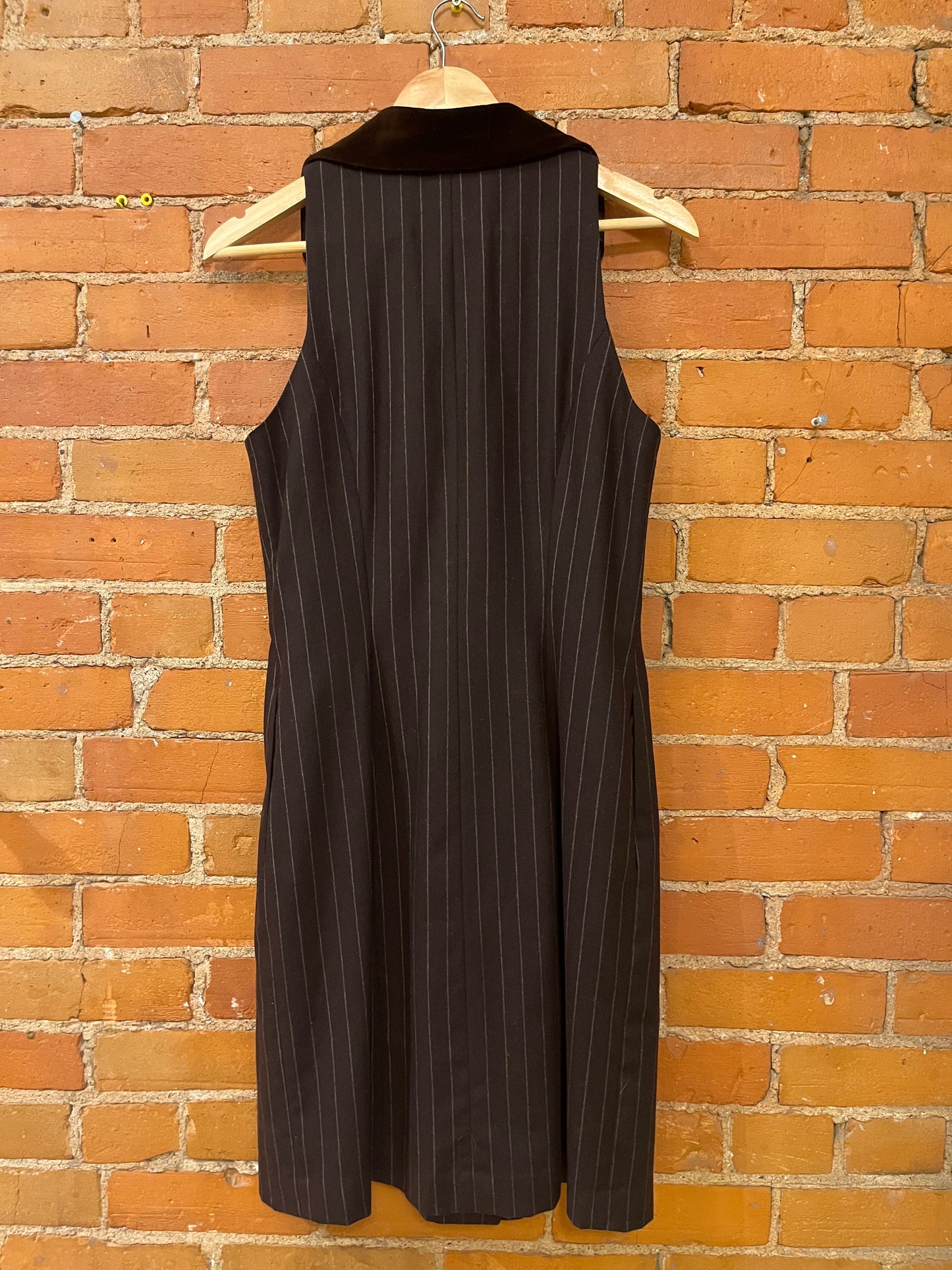 Ralph Lauren 1990s Brown Pinstripe Wool Dress