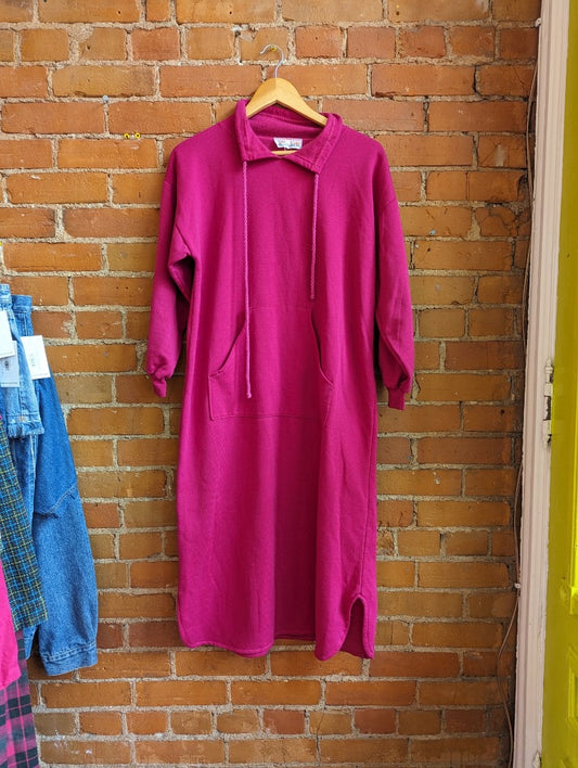 1980s Hallmark Raspberry Pink Sweatshirt Dress