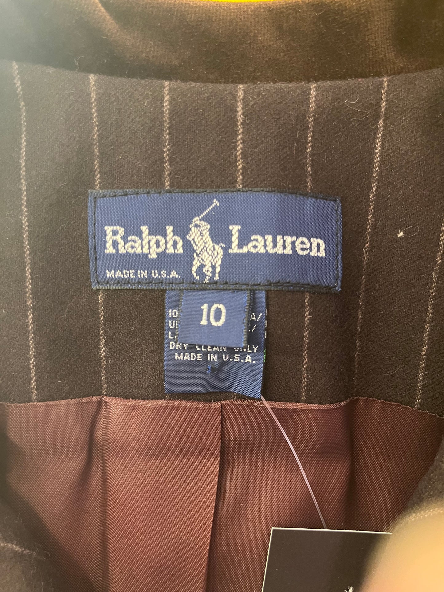 Ralph Lauren 1990s Brown Pinstripe Wool Dress