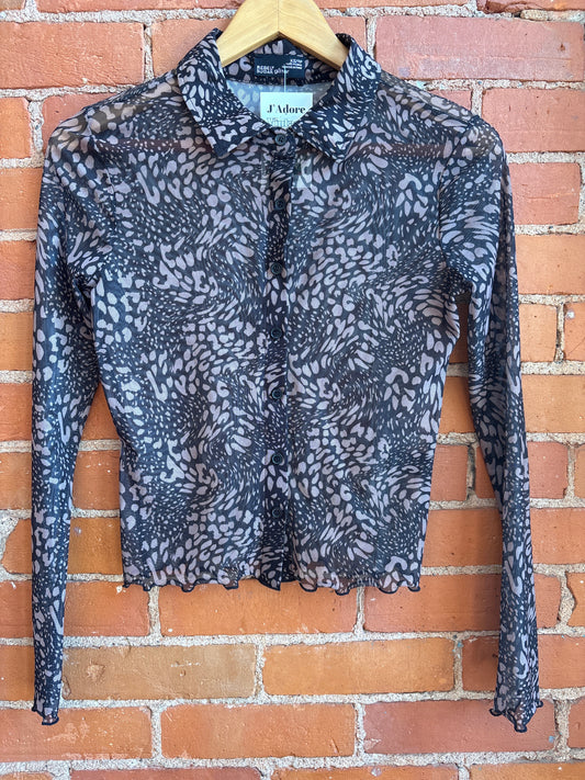 Y2K Rebel  Sugar Glitter  Button Up Sheer Too