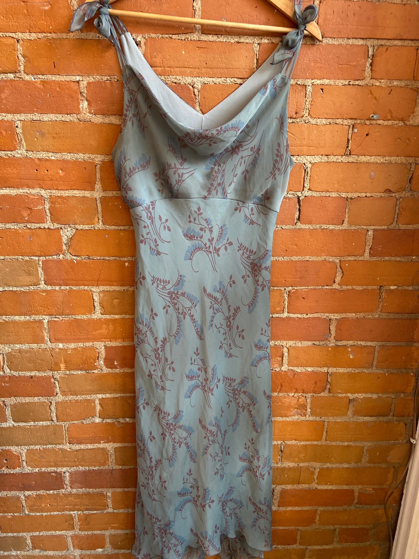 90's Muted Green & Brown Sheer Floral Dress