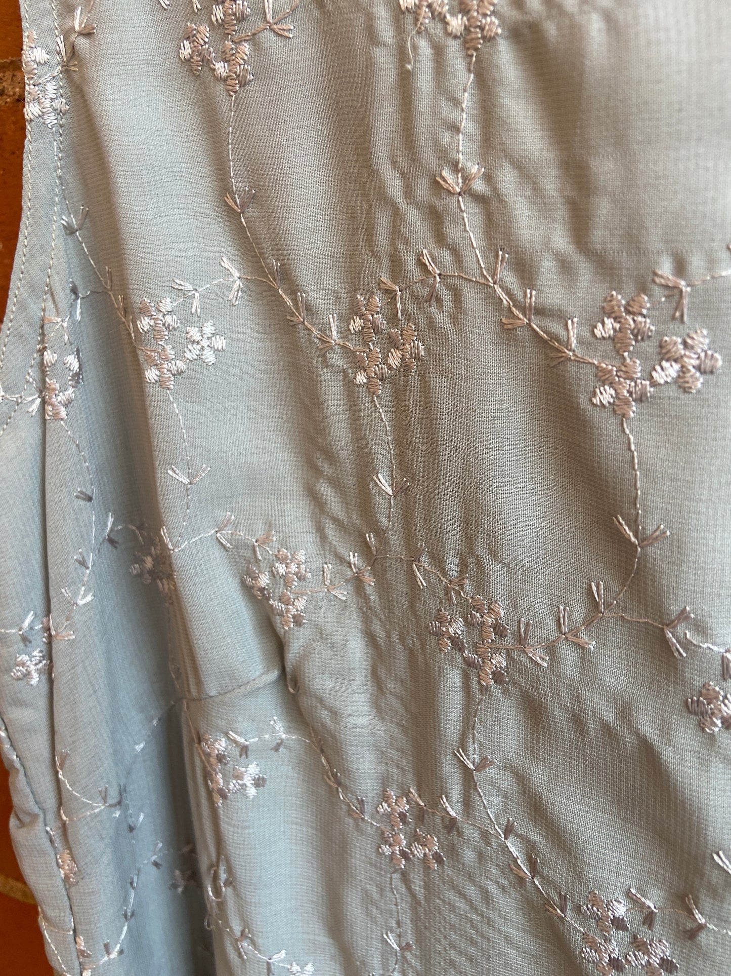 Deadstock Sage Green Embroidered Shift Dress