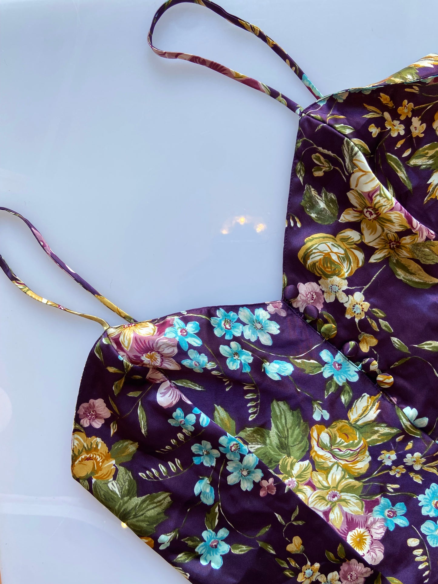 Deadstock Purple Floral Satin Teddy