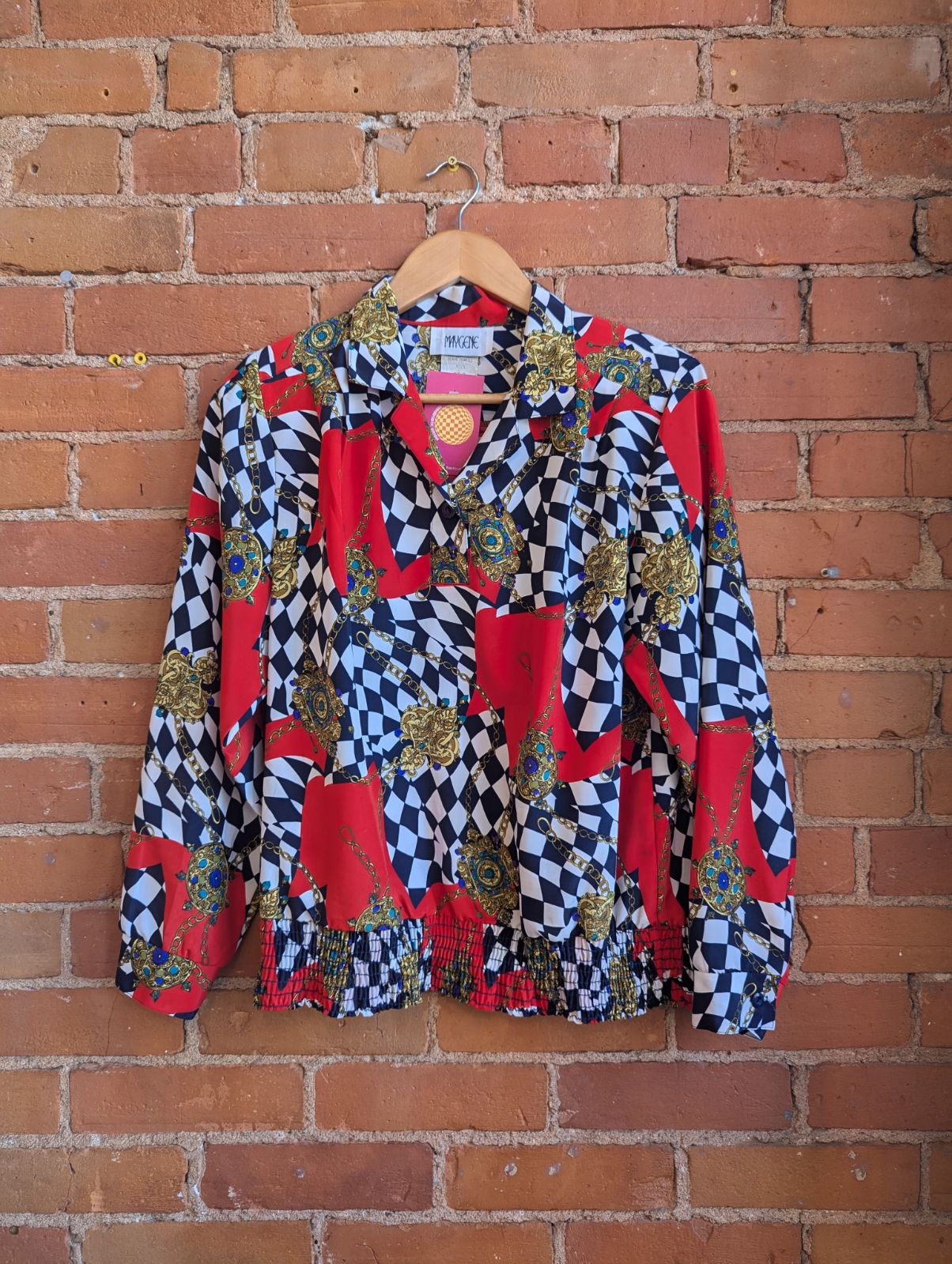 1980s Maygene Chain Print Long Sleeve Top