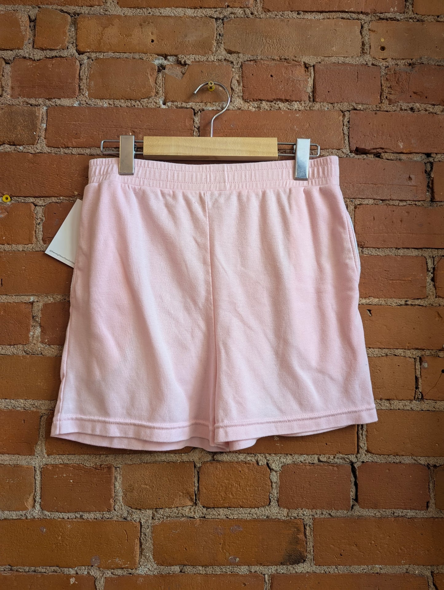 1980s Sentiments High Rise Baby Pink Elastic Waist Shorts