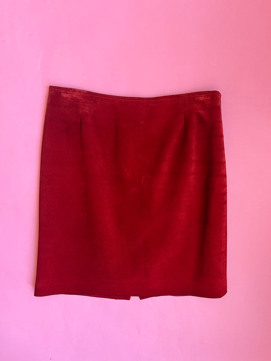 Red Suede Mini Skirt