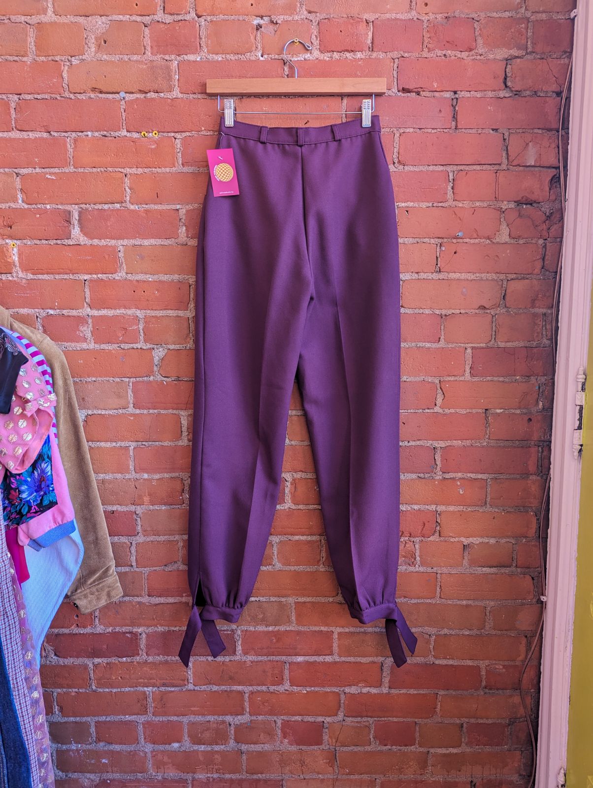 1970s Plum High-Rise Pants With Tie Cuffs