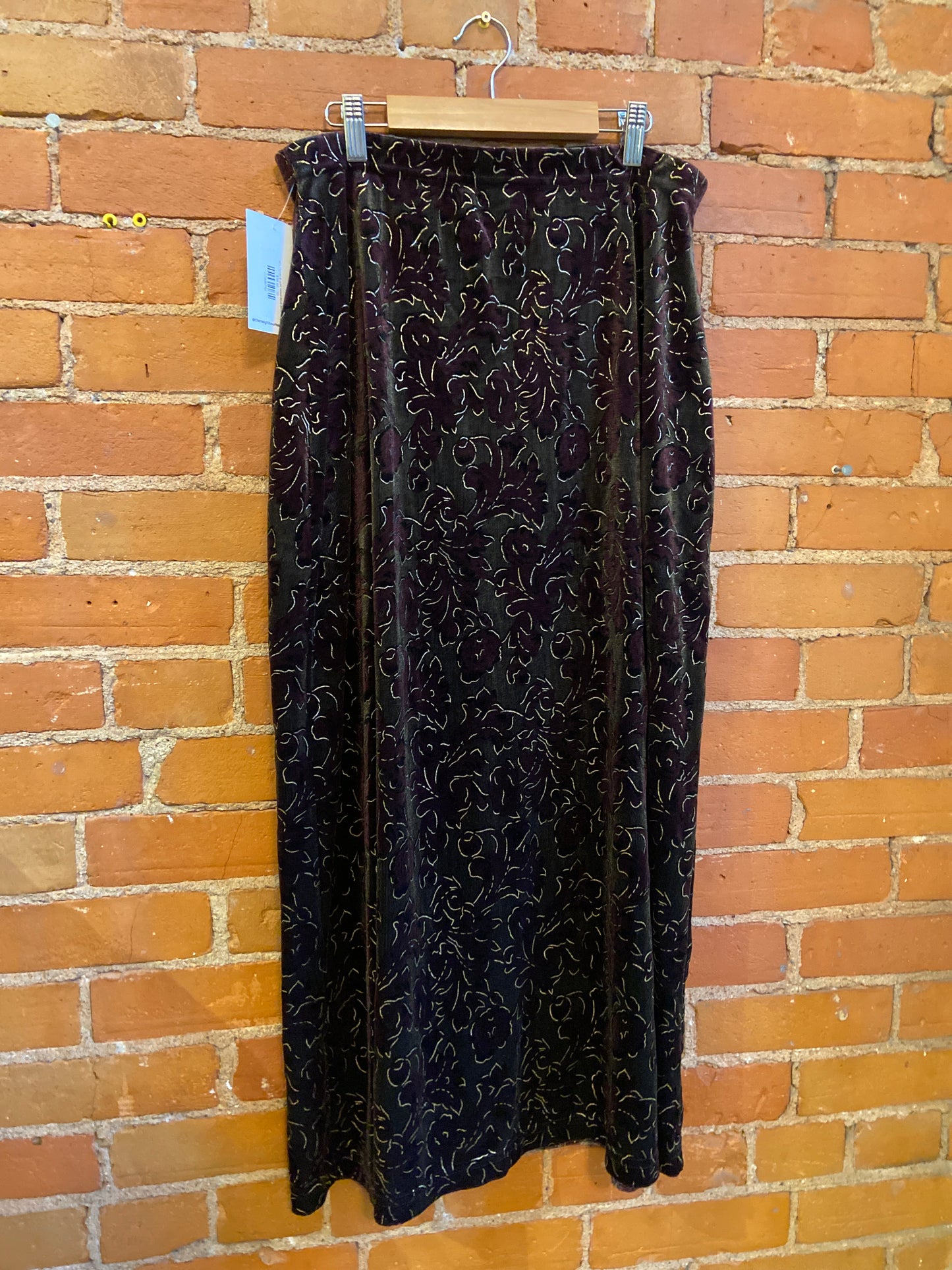 90’s Purple & gold Velvet Maxi Skirt