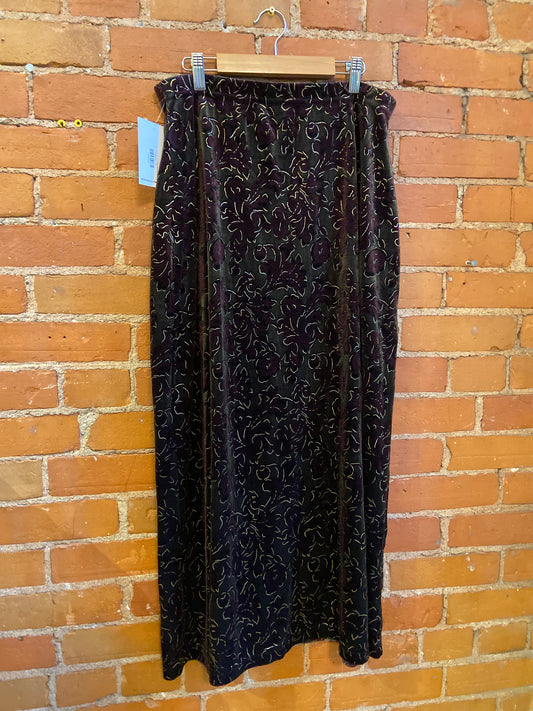 90’s Purple & gold Velvet Maxi Skirt