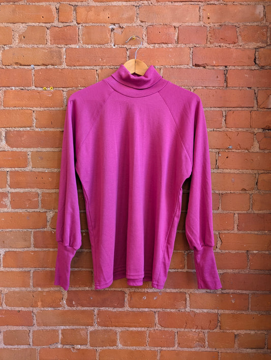 1980s Weekenders Raspberry Pink Long-Sleeve Turtleneck Top