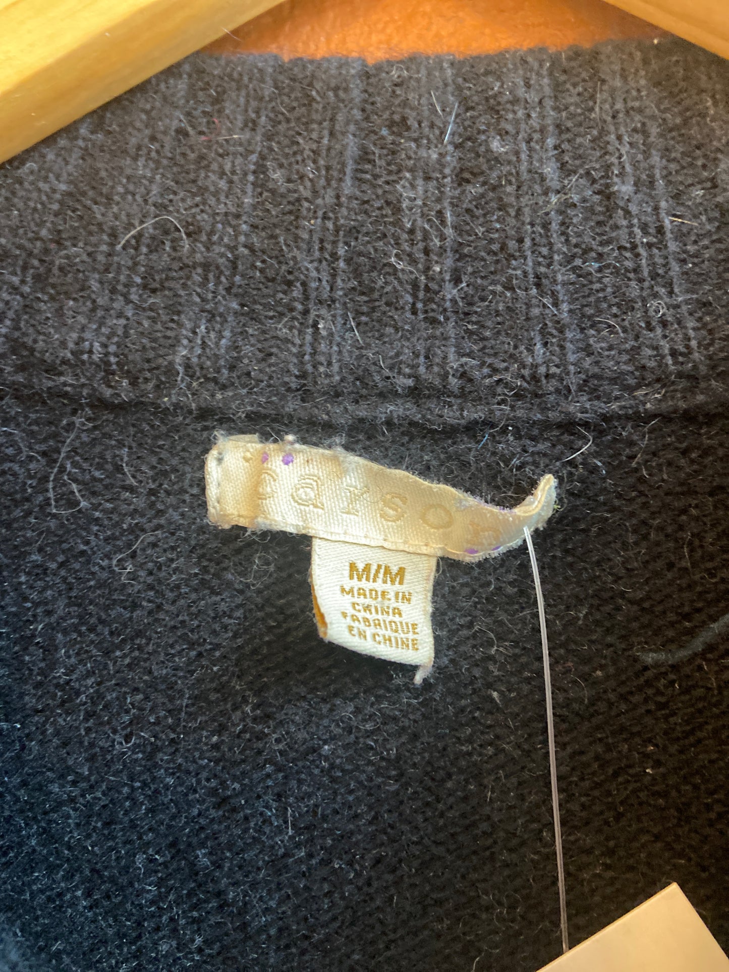 Black & Blue Lambswool & Angora Zip Sweater