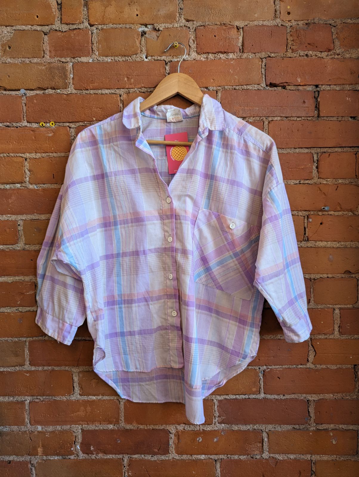 1990s Sweet Baby Jane Purple Plaid Blouse