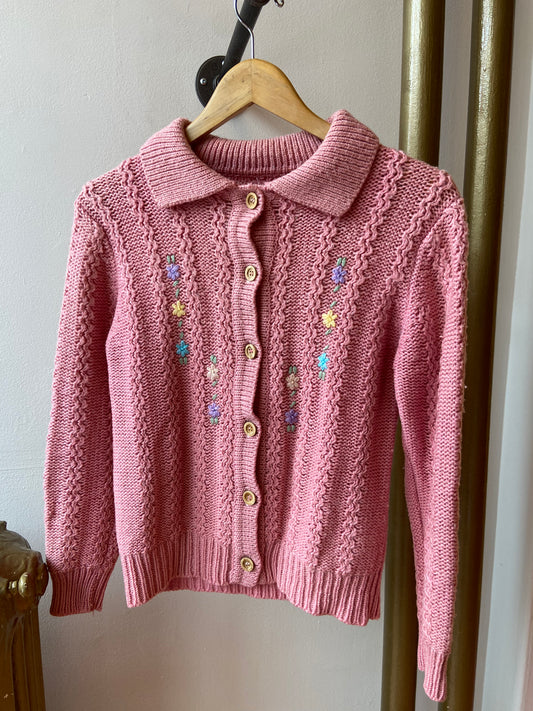 Pink Knit Grandma Cardigan