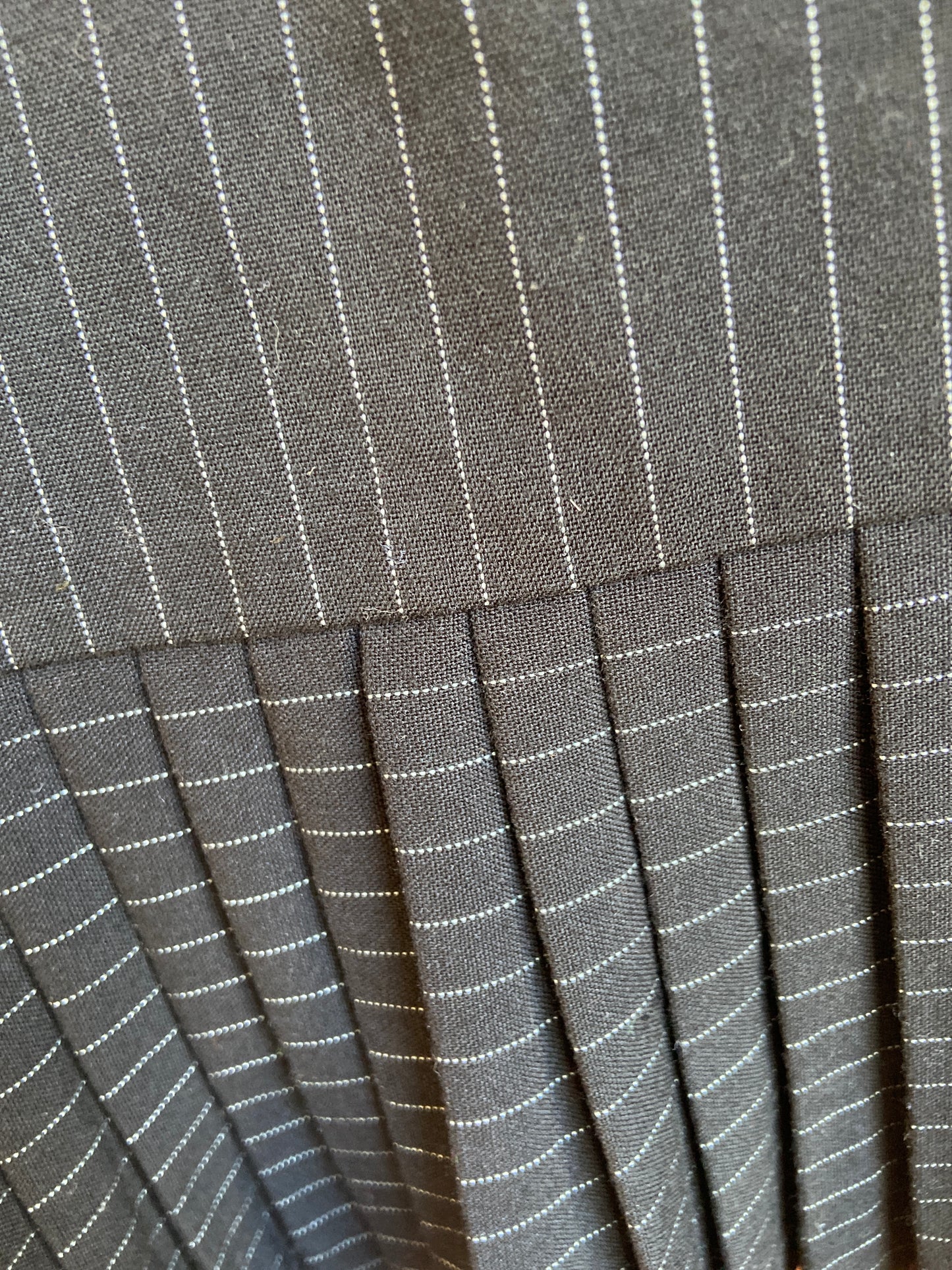 Black Pinstripe Skirt With Pleated Bottom
