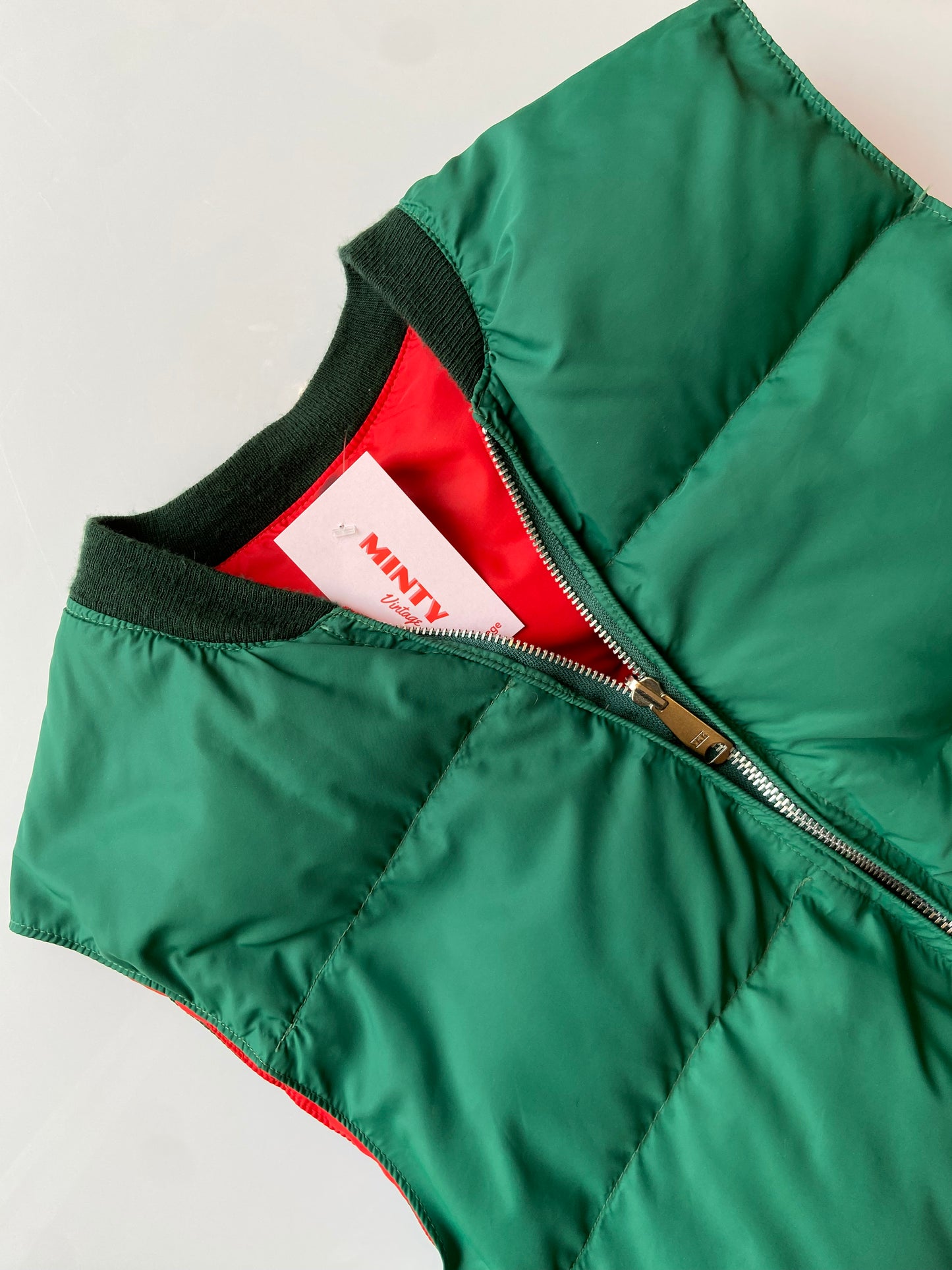 Green & Red Reversible Down Vest