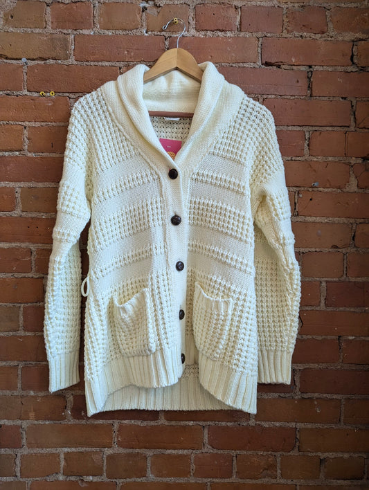 1970s Kmart Cream Shawl Collar Cardigan