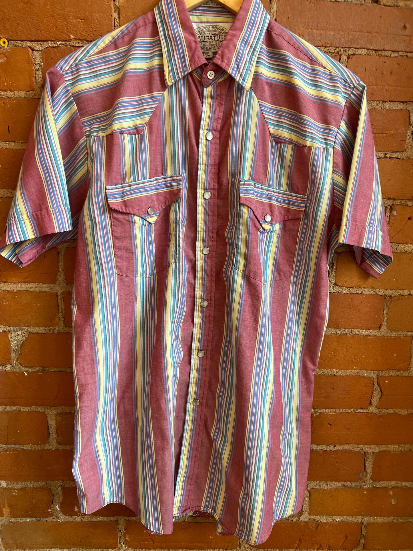 Striped Western Short-Sleeve Button-Up
