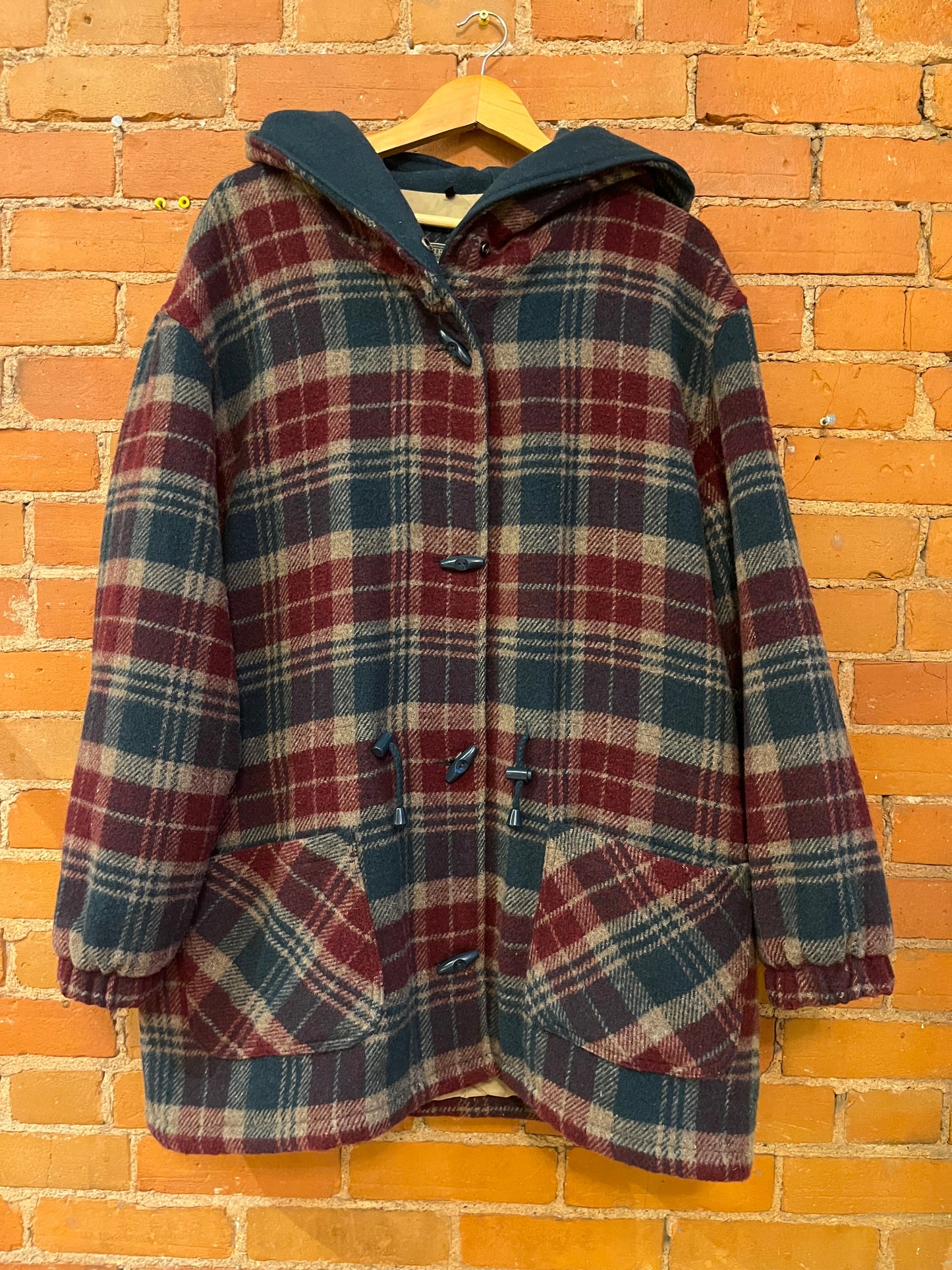 Northern Reflections Plaid Wool Blend Duffle Coat