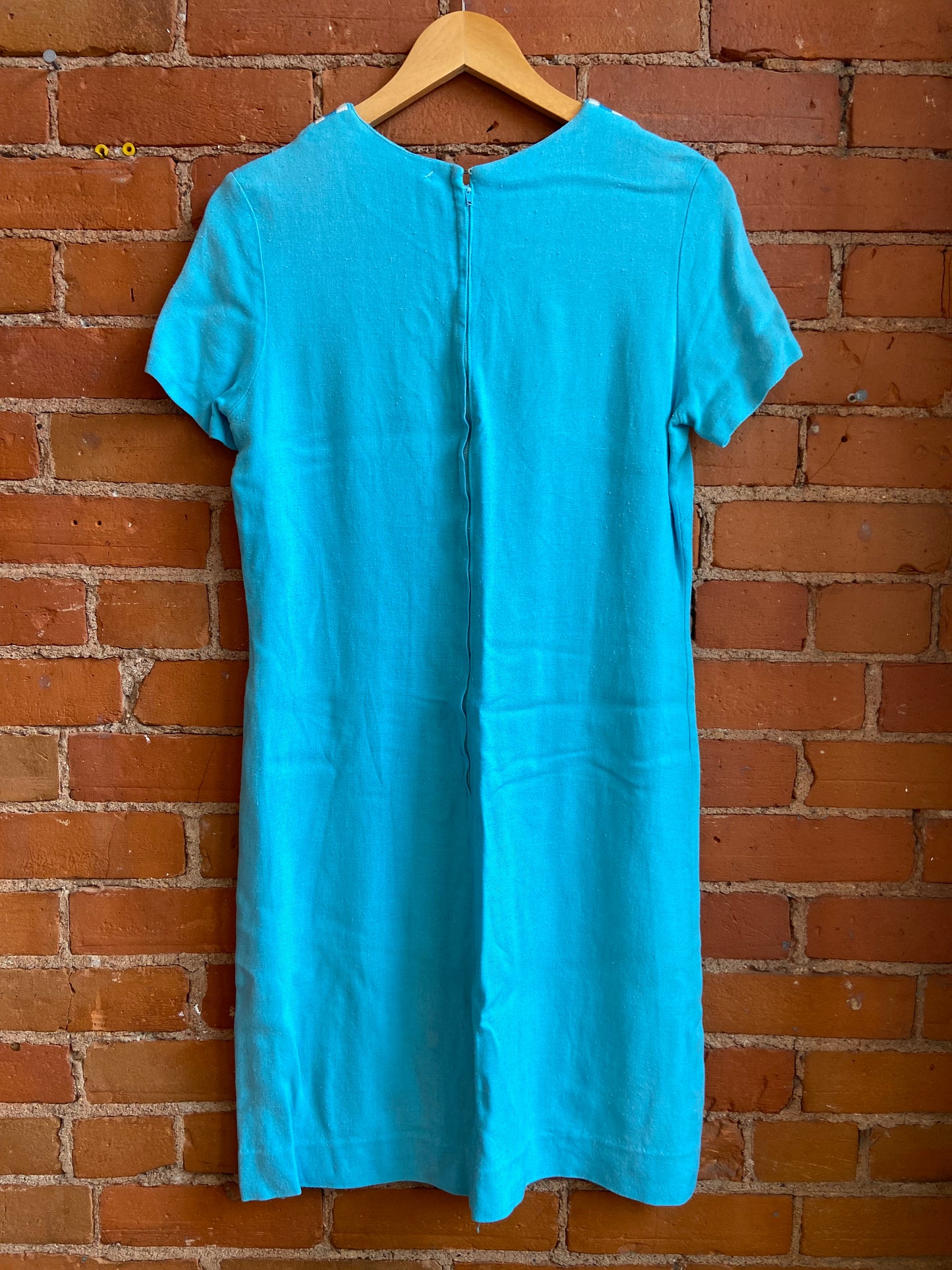 1950s Baby Blue Linen Shift Dress