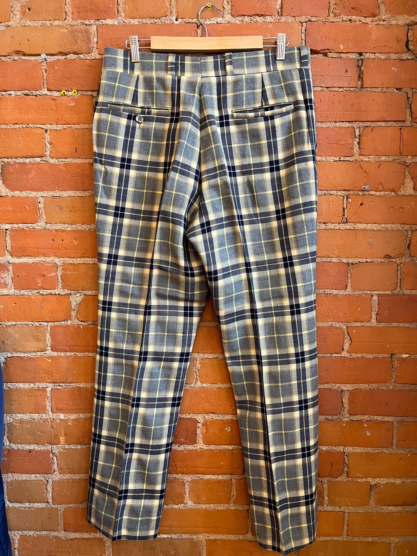 Blue & Beige Plaid Pants