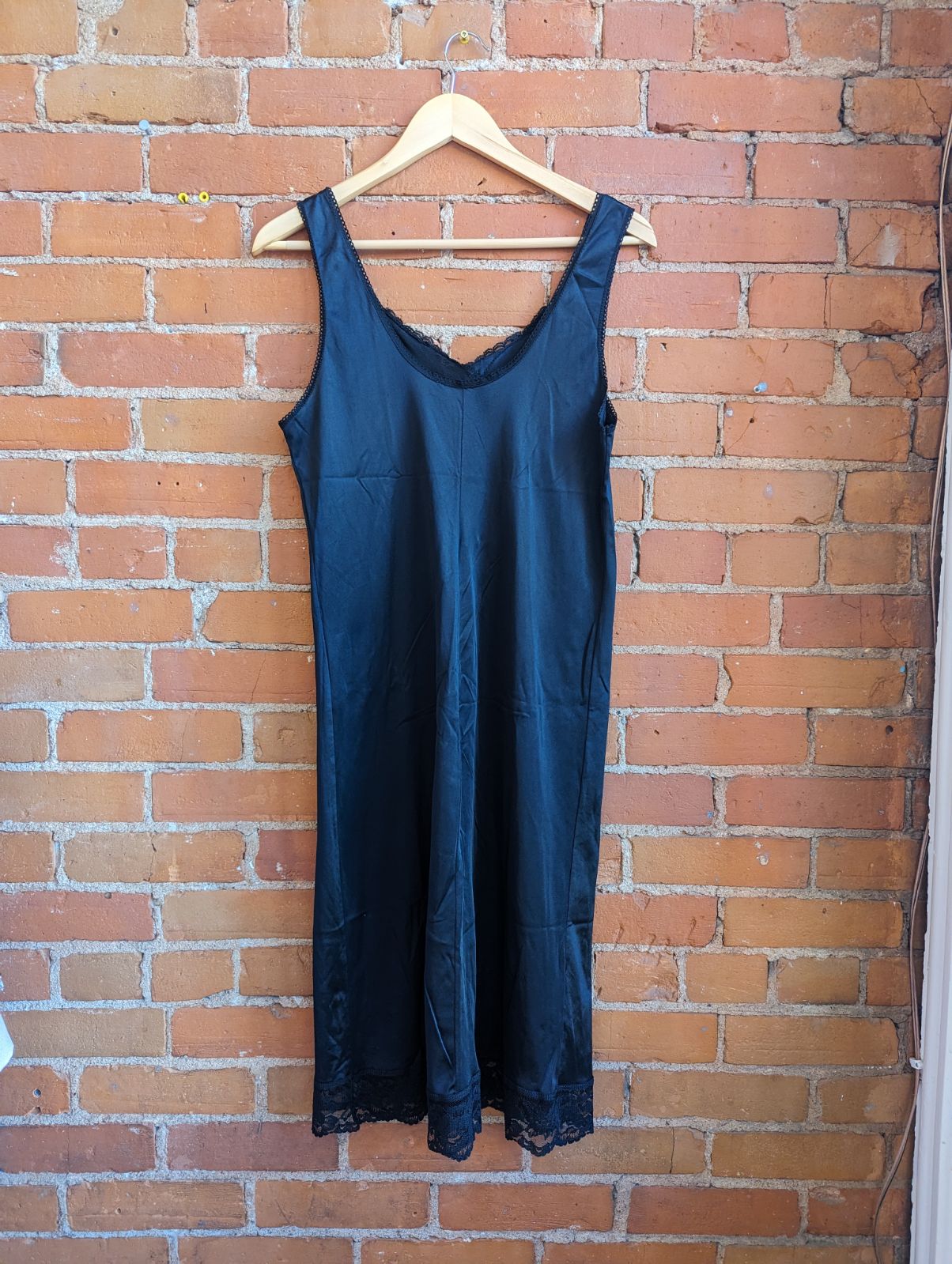 1970s Petticoat Junction Black Slip Dress