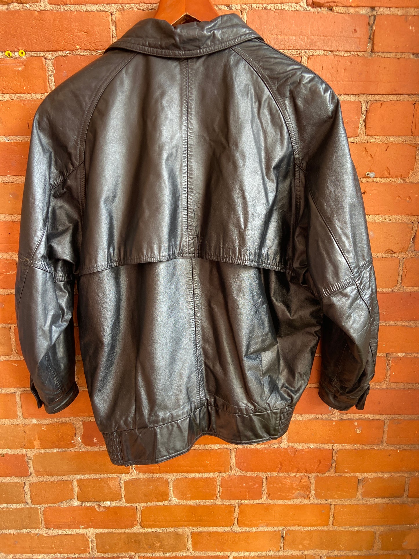 Black Leather Bomber Jacket