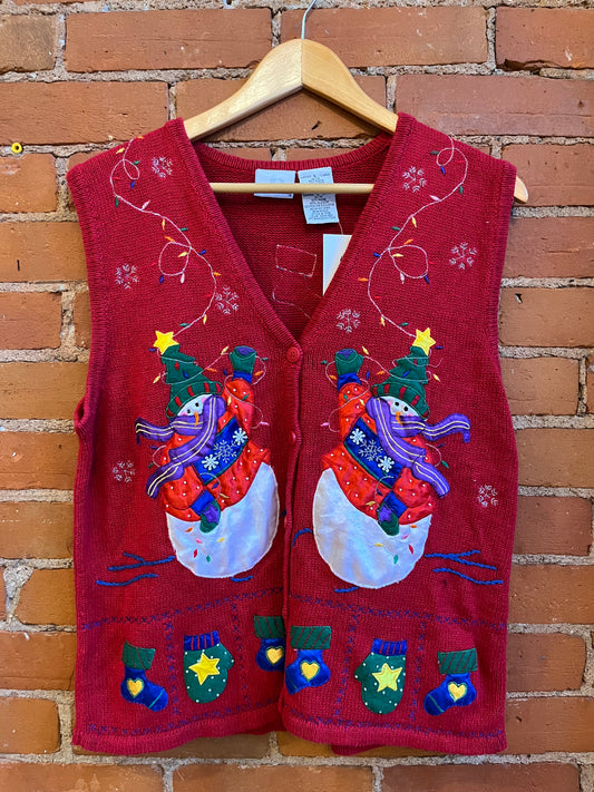 Snowman Button up Sweater Vest