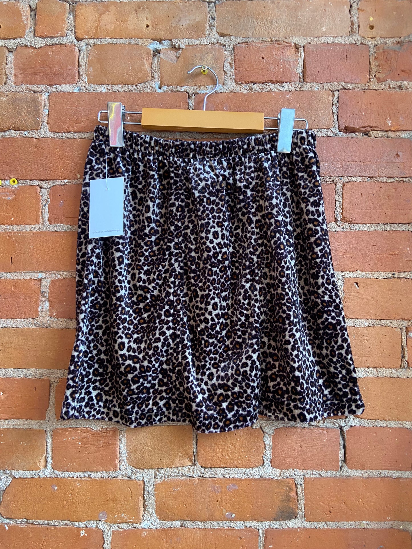 1900s Jean Works & Company Velour Leopard Print Mini Skirt