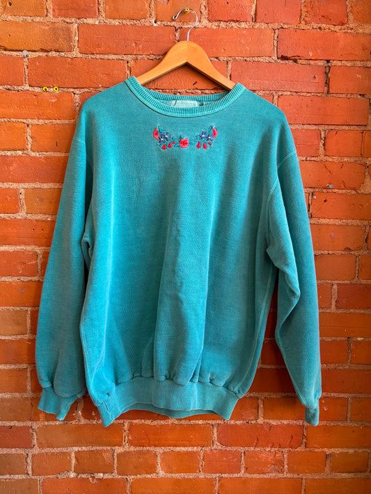 Northern Reflections Teal Floral Embroidered Sweatshirt