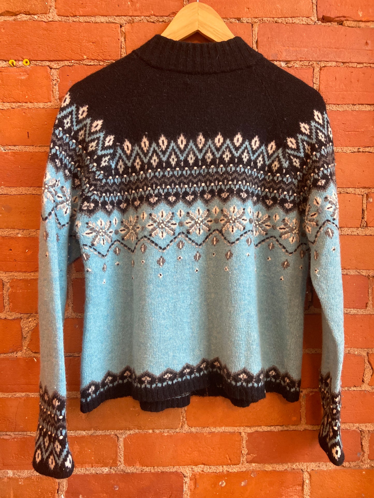 Black & Blue Lambswool & Angora Zip Sweater